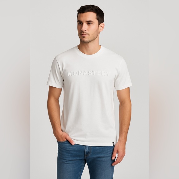 Monastery Couture White Logo T-Shirt Mens Size Medium - Picture 2 of 10